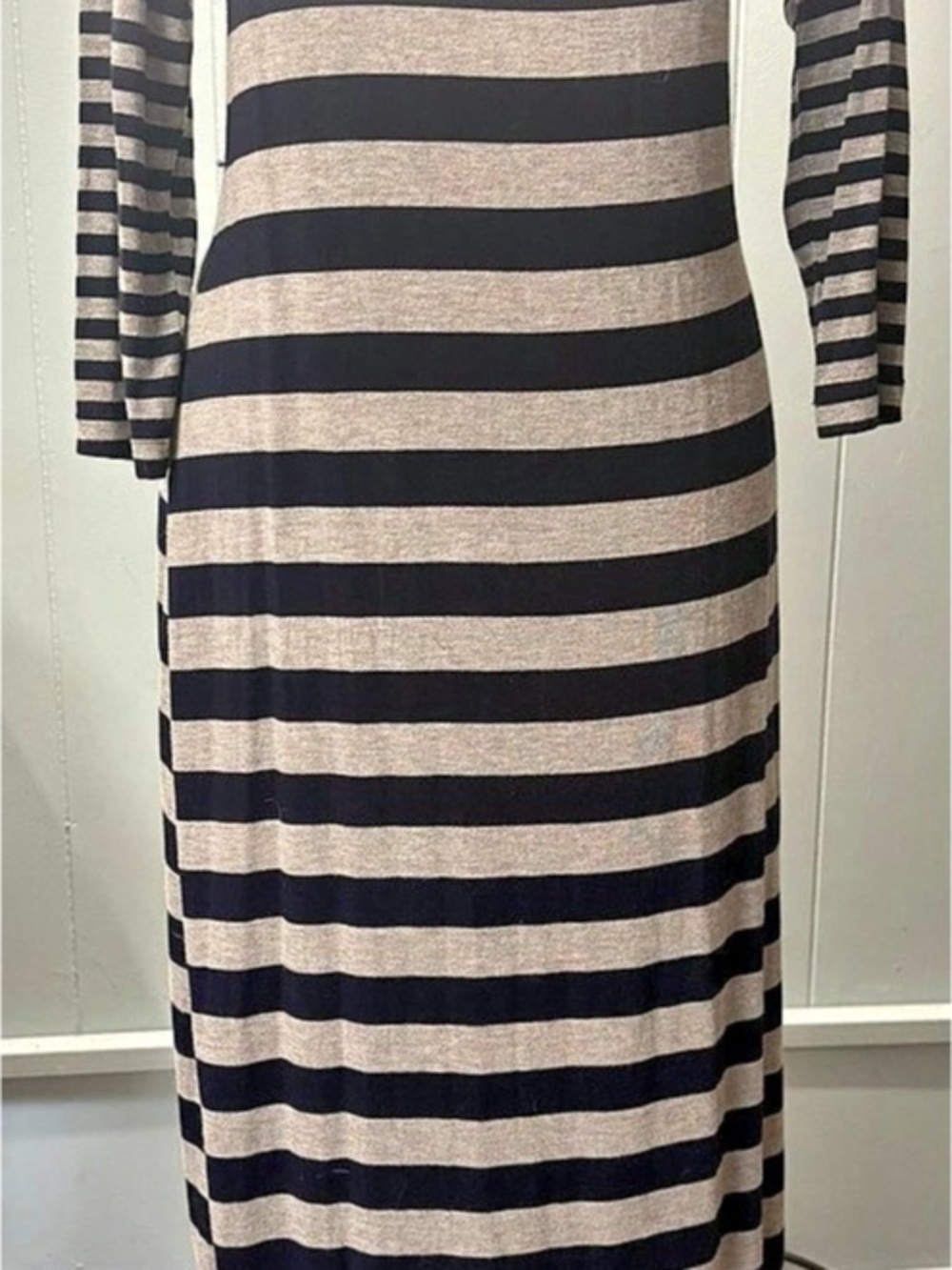 Calvin Klein Striped Maxi Dress in Blue & Beige Size 10 Like New